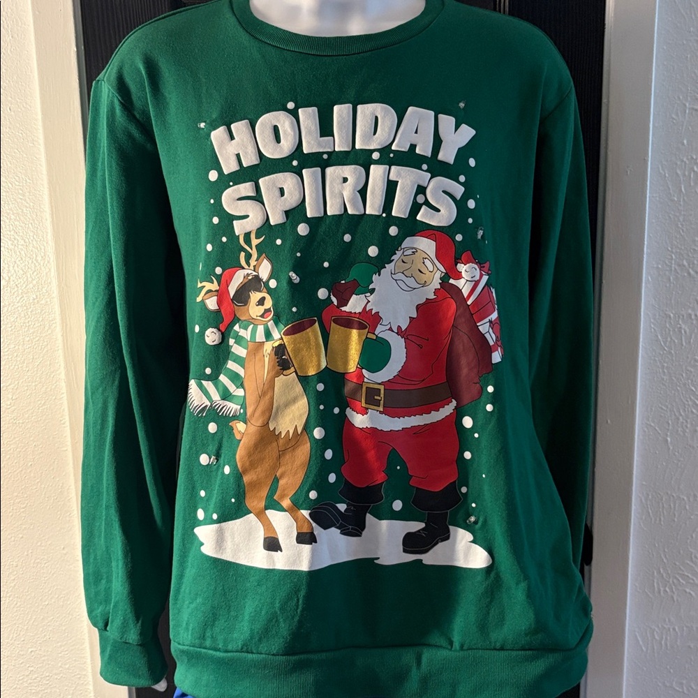 Holiday Time Green and Red Sweatshirt 2XL